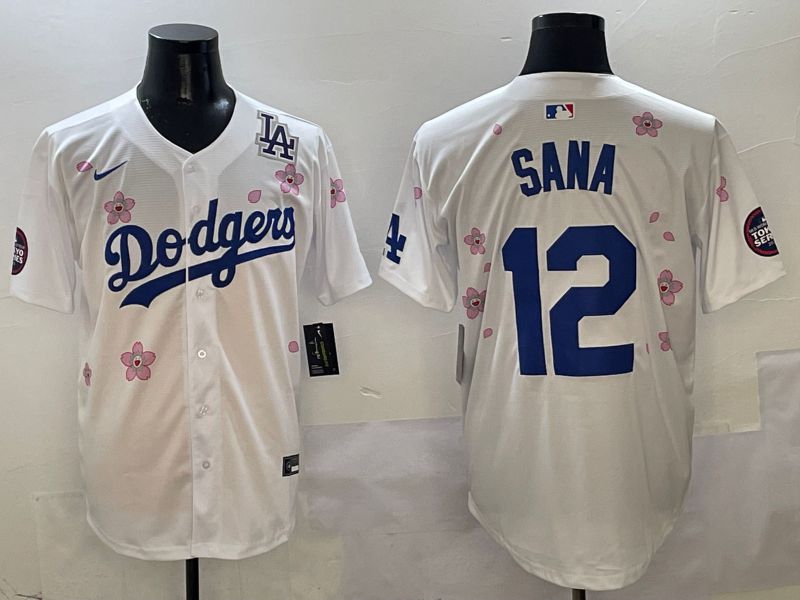 Men Los Angeles Dodgers #12 Sana White Sakura Edition 2025 Nike MLB Jersey style 8->los angeles dodgers->MLB Jersey